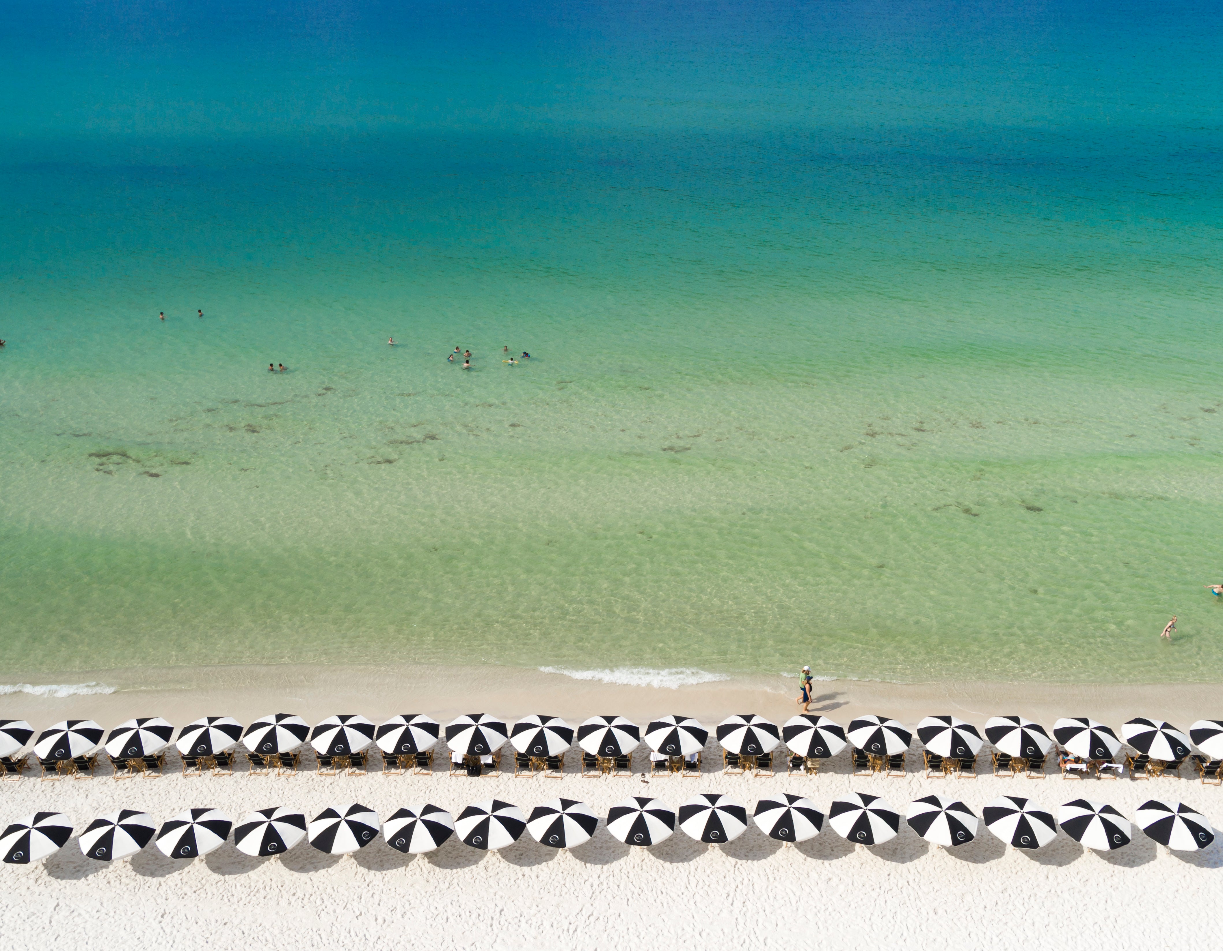 Rosemary VIP aerial fine art photography print of beach umbrellas at Rosemary Beach on Scenic Highway 30A by Chandler Williams for Modus Photography