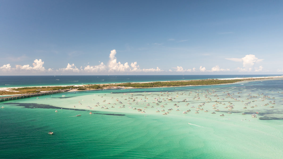 Crab Island Party aerial coastal fine art photography print by Chandler Williams for Modus Photography